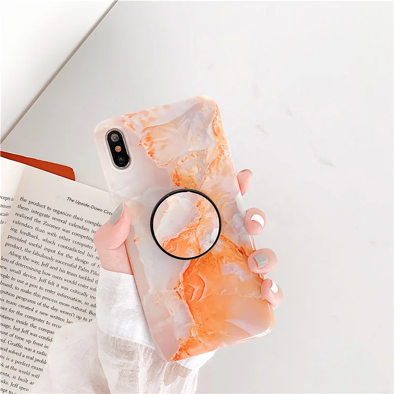 Free shipping marble mobile phone case iphone xs max soft package bracket 6 7 8 xr x 6s personality tpu shell back cover |