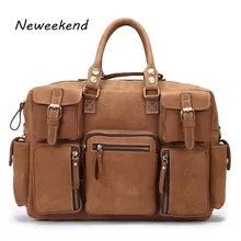 NEWEEKEND Genuine Leather Cowhide Crazy Horse Multi-Pocket 15 Inch Shoulder Handbag Crossbody Briefcase Laptop Bag for Man 3061