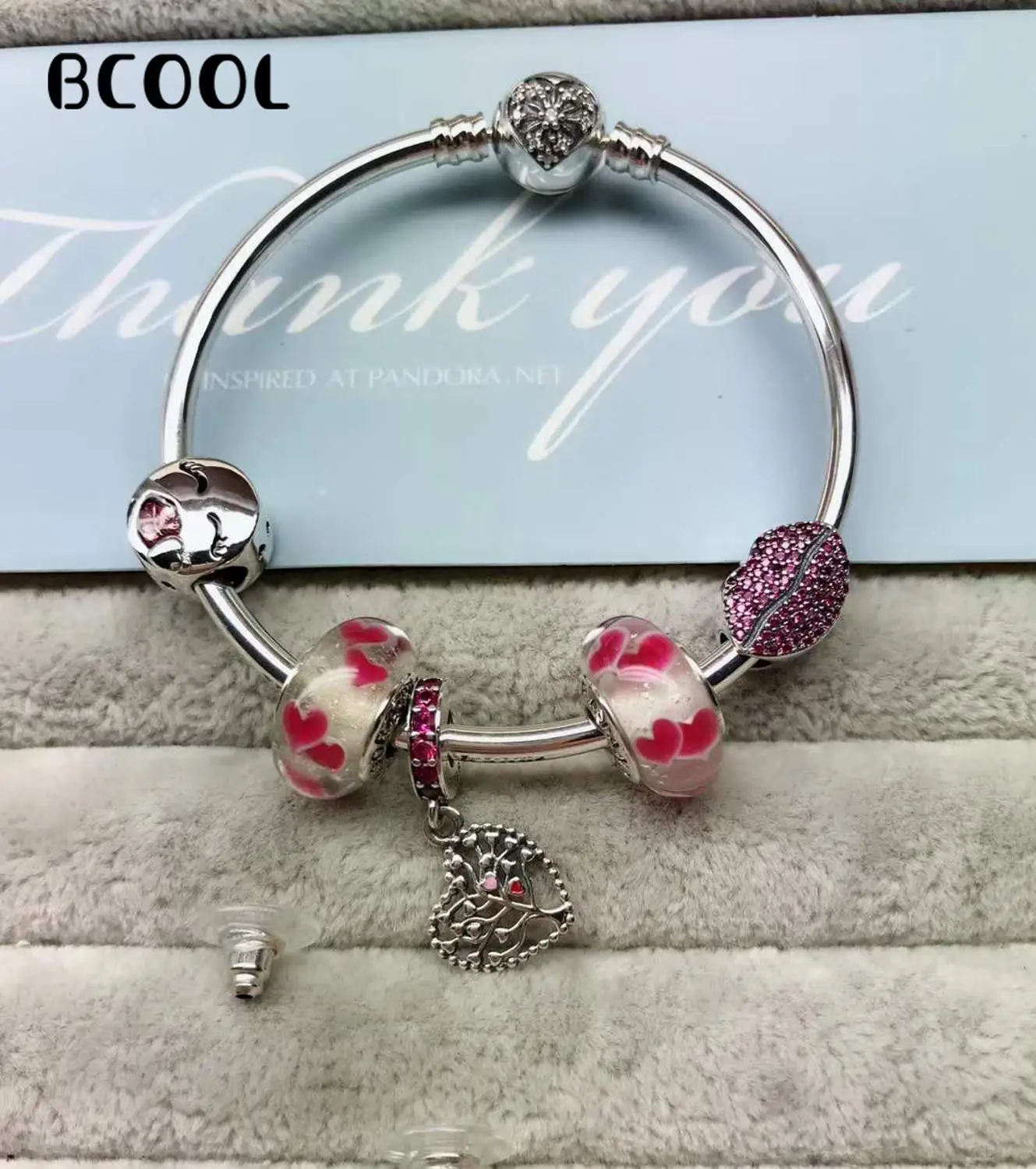 

100%925 Sterling Silver Original 1:1, Fashionable Silver Charm Bracelet, Suitable For Women Wishing Tree Crystal Beads Bracelet