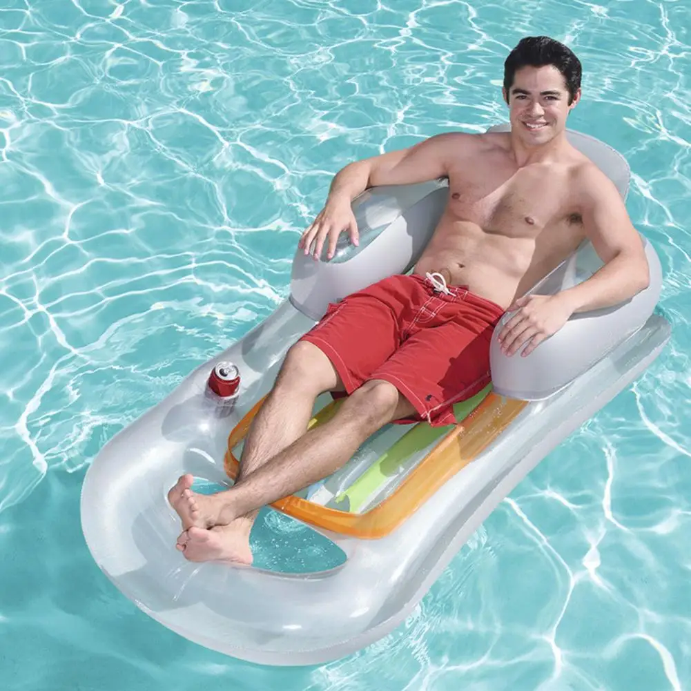 cheap New Style Air Mattress Swimming Pool Beach Inflatable Float Ring Cushion Bed Lounge Chair Mattress Hammock Water Sports