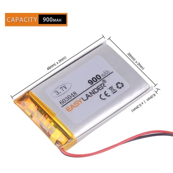 

603048 3.7V 900mAh Rechargeable li-Polymer Li-ion Battery For MP3 MP4 Game Player mouse GPS PSP DVR PDA Lampe speaker 063048