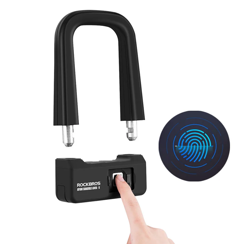 

ROCKBROS Bike Bicycle Lock Anti-Theft Bike Motorcycle Lock Fingerprint Lock MTB Road Folding Cycling U Lock Bicycle Accessorie