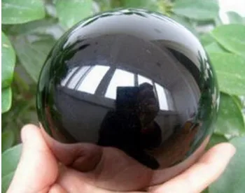 

YM 328 80MM+stand- Natural Black Obsidian Sphere Large Crystal Ball Healing Stone