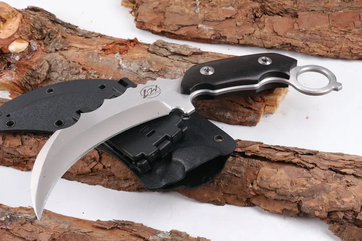 

L.W Karambit Camping Tactical Knives,440C Blade Ebony Handle Hunting Survival Knife.