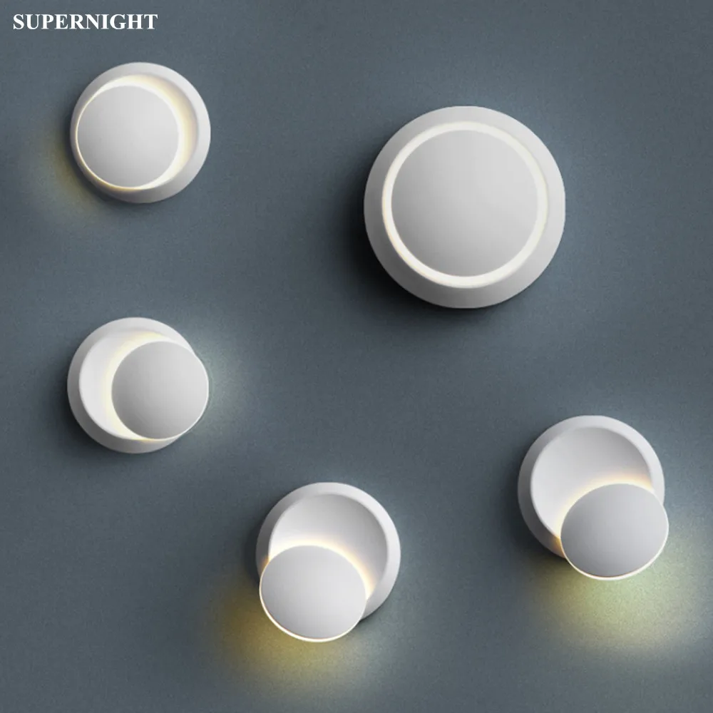 

SuperNight LED Wall Lamp 360 Degree Rotation Adjustable Corridor Stairs Round Night Light Modern Home Hotel Bedroom Bedside Lamp