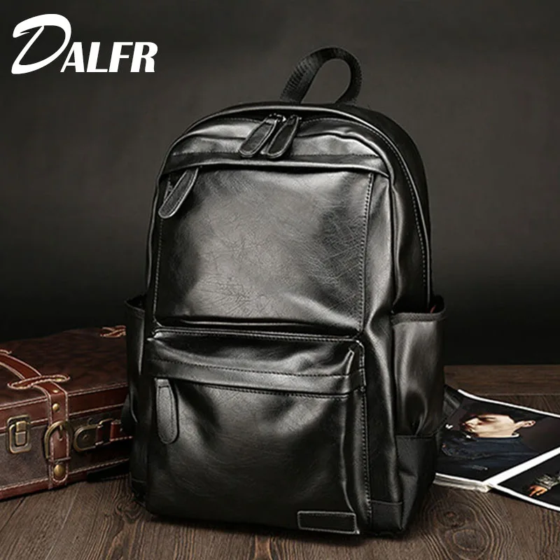 DALFR PU Leather Shoulder Bag Men Fashion Backpack Teen School Bags 20