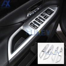 AX Chrome wewnętrznego drzwiowego Panel z przełącznikiem szyb pokrywa podłokietnika wykończenia dekoracji ramki dla Mitsubishi Outlander 2014 2015 2016 2017 2018