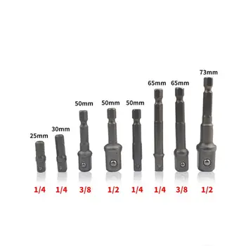 

8 Pcs Socket Bit Adapter Impact Drill Bits Nut Driver 1/4" 3/8" 1/2" Power Extension Bar Set