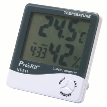 

Taiwan Pro'sKit NT-311 Household hygrometer digital thermometer Temperature Humidity Clock Memory