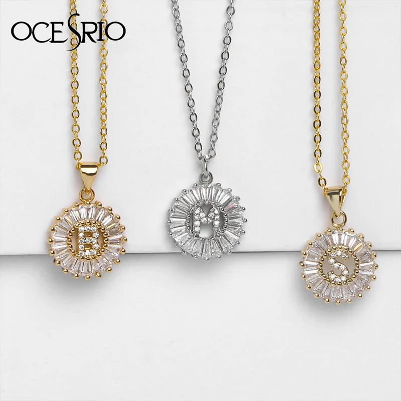 

OCERIO 26 Initial A-Z Letters Alphabet Personalized Pendant DIY Name Necklace Charm CZ Necklace for Woman Girls nke-p04