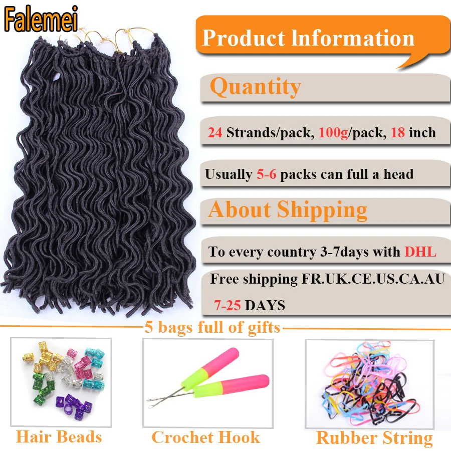 FALEMEI Goddess Faux locs Curly синтетические жгуты для вплетания волос наращивание мягких замков ошибка блонд черный вязание крючком плетение волос