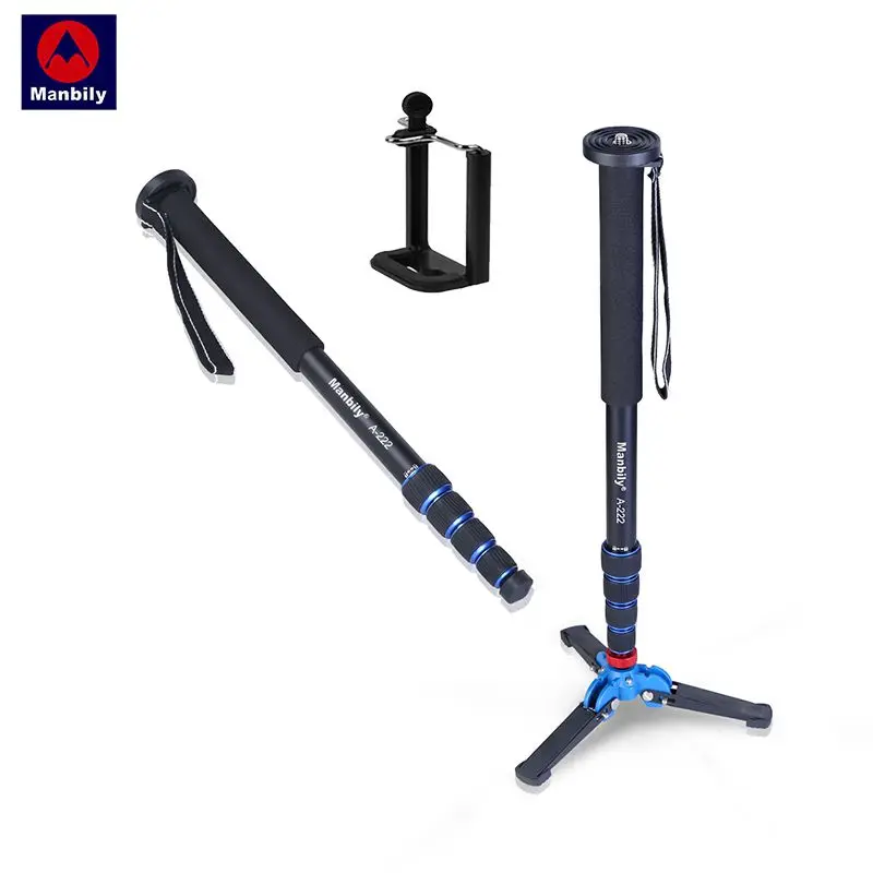 Goede Manbily A 222 + M 1 Base 1650mm Alumninum Camera Unipod Monopod Flip Lock w 3 Benen Base Statief Voor Canon Nikon DSLR amp; telefoon