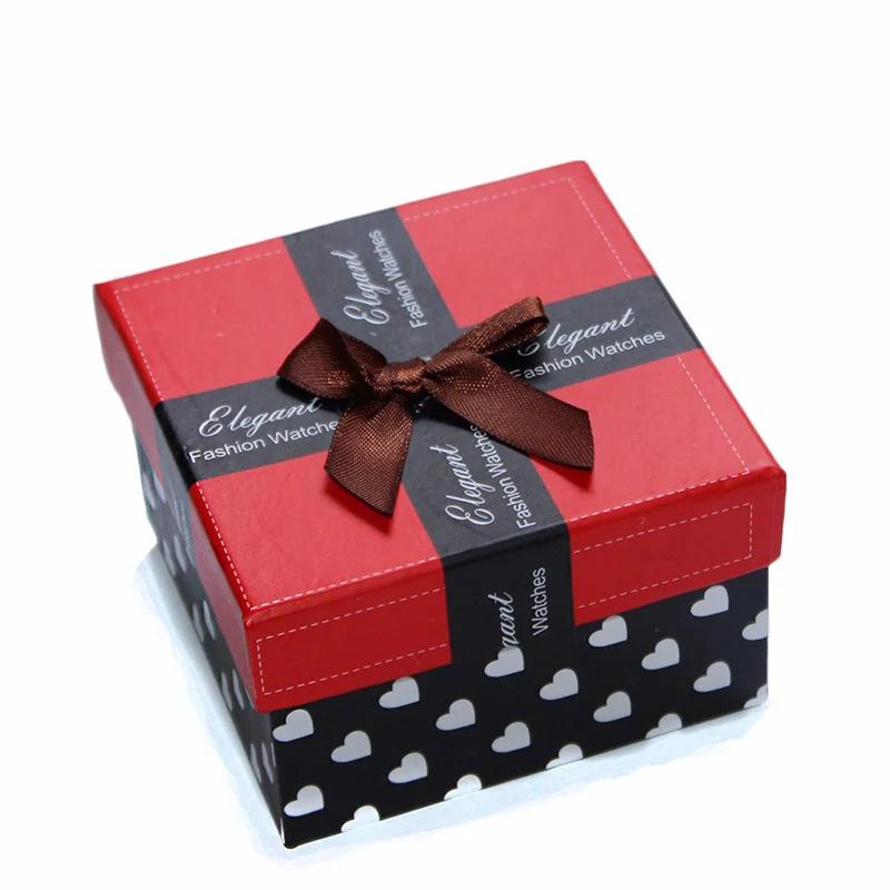 Red Watch Box With Pillows Beautifully Bow Square Paper ...