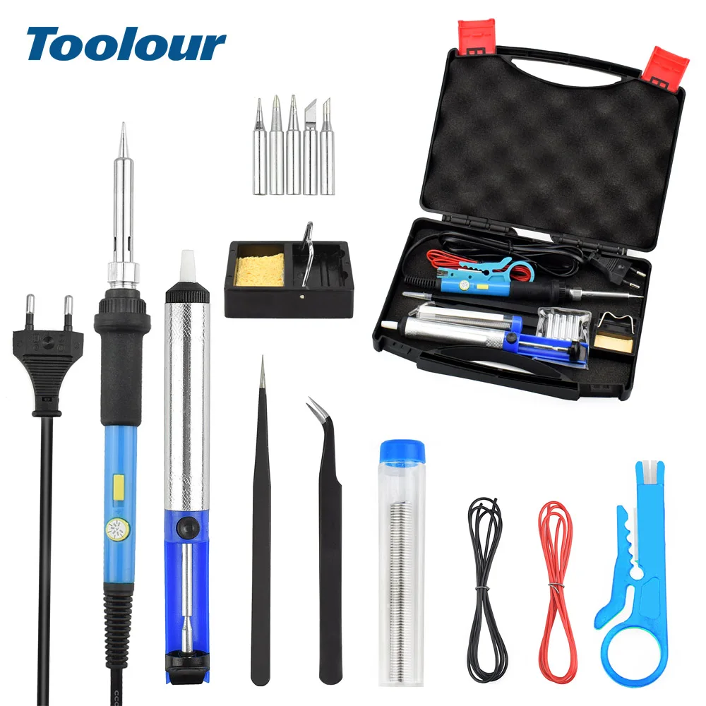 Toolour Soldering Iron Kit With Temperature Control Switch 110v 220v 60w Adjustable Electronic
