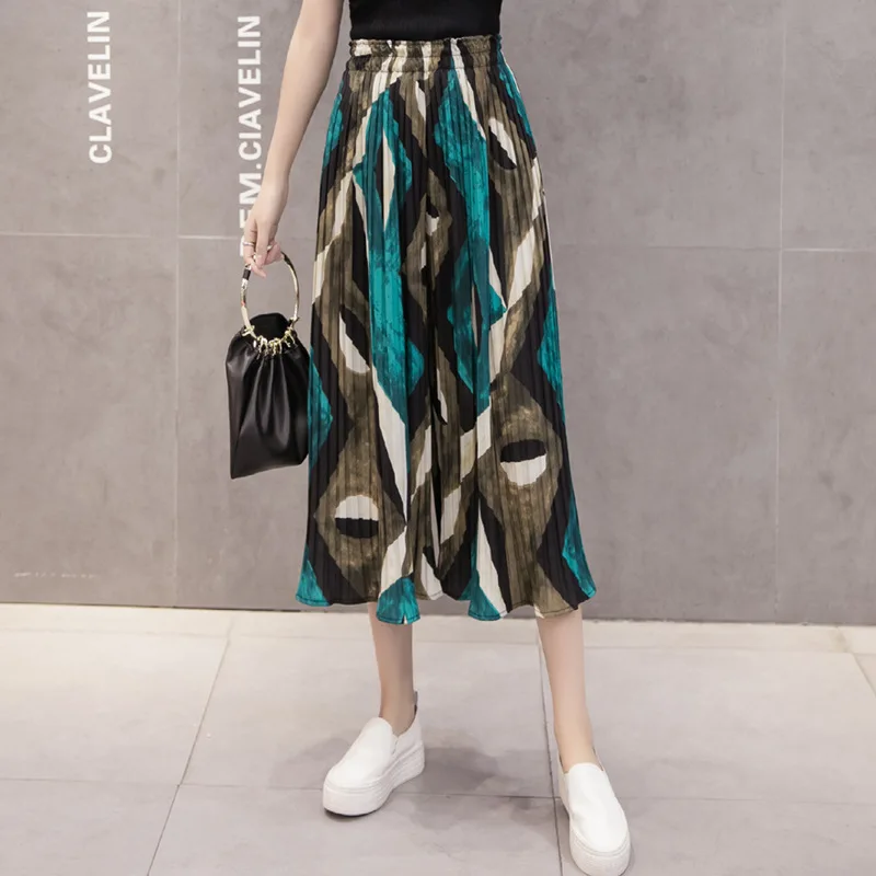 #5404 Summer High Waist Chiffon Wide Leg Pants Women Loose