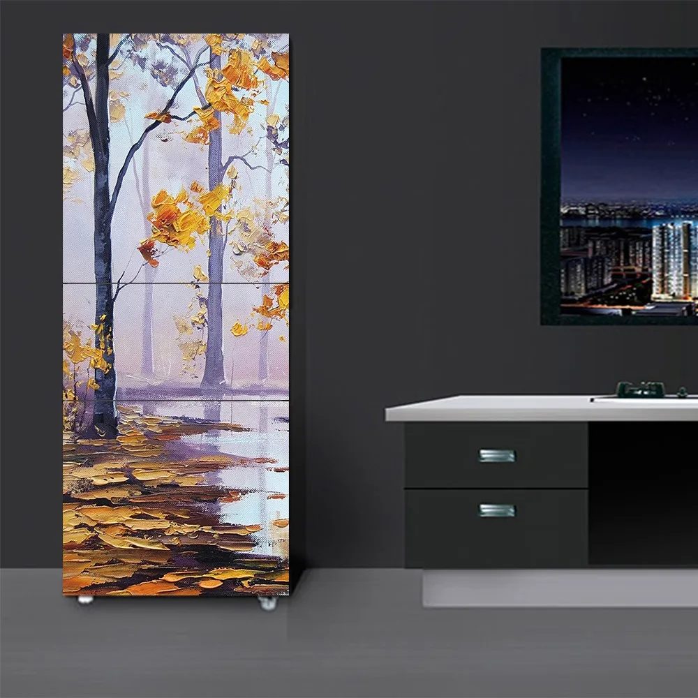 

HD Print 3D Abstract Forest Poster PVC Waterproof Entire Fridge Sticker Creative Stickers DIY Home Decor Fridge Wall Sticker