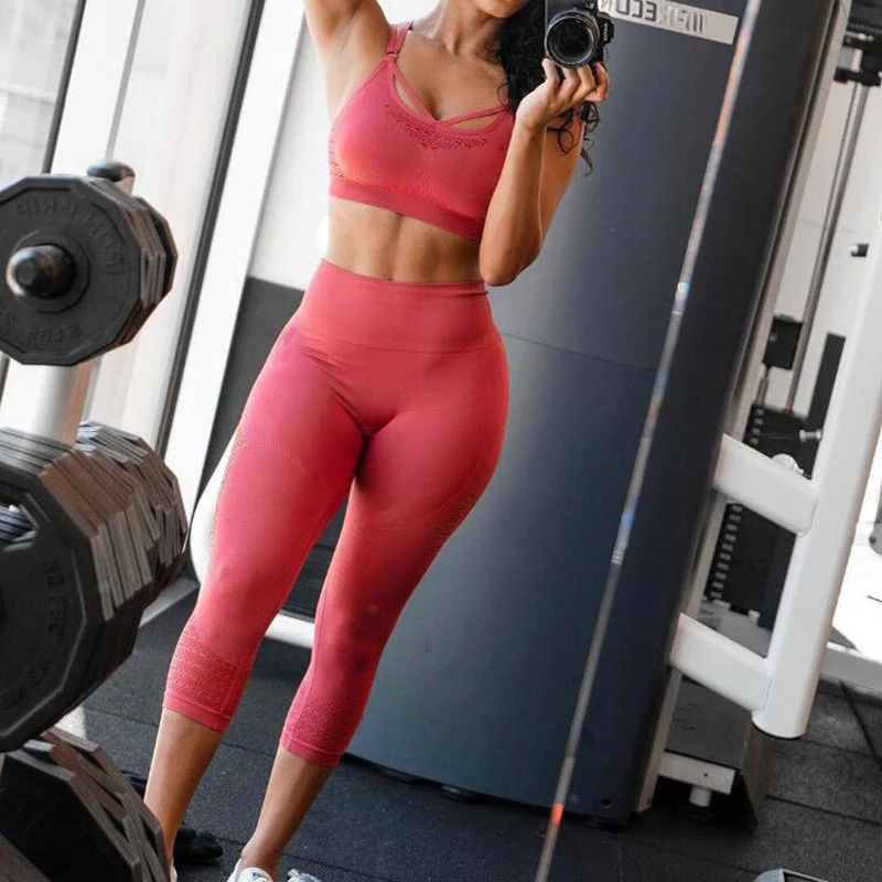 Energy Seamless Women Sports Capris Yoga High Elastic Waist Solid Skinny Stretch Pants Cropped Leggings Squatproof Gym Tights Energy Seamless Women Sports Capris Yoga High Elastic Waist Solid Skinny Stretch Pants Cropped Leggings Squatproof Gym Tights
