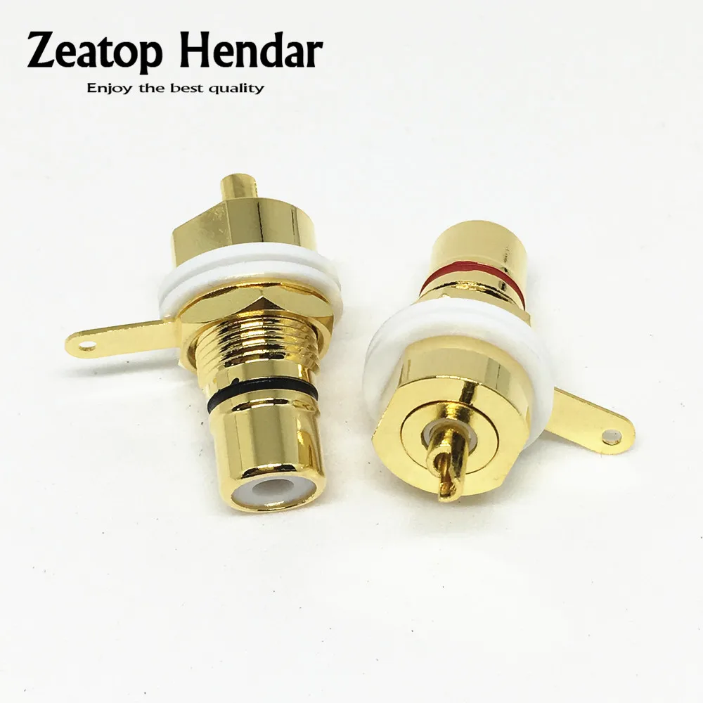 

10pcs High quality Copper Gold Plated RCA Terminal Female Jack Panel Mount Chassis Socket Connector for Amplifier Speaker