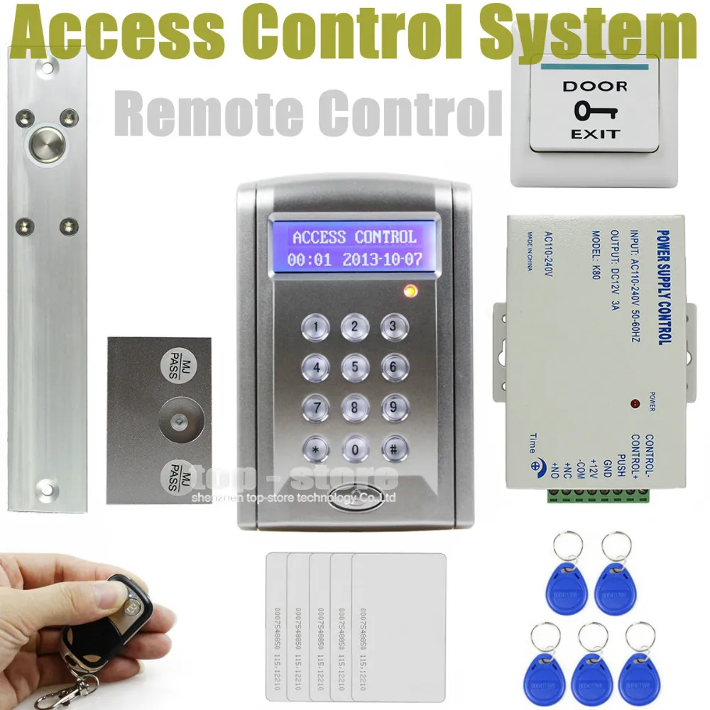DIYSECUR Remote Controlled RFID Access Control Door Lock System Kit + Electric Bolt Lock Security System with Doorbell Button