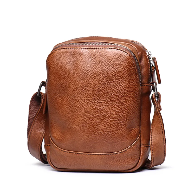 

Nesitu High Quality Vintage Vegatable Tenned Brown Coffee Genuine Leather Small Men Shoulder Messenger Bags For Mini ipad M9268