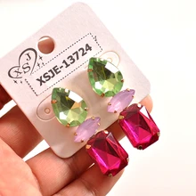 Зеленый, розовый, новая мода, великолепные женские ювелирные изделия оптом, девушки день рождения, Рождество красивый подарок серьги