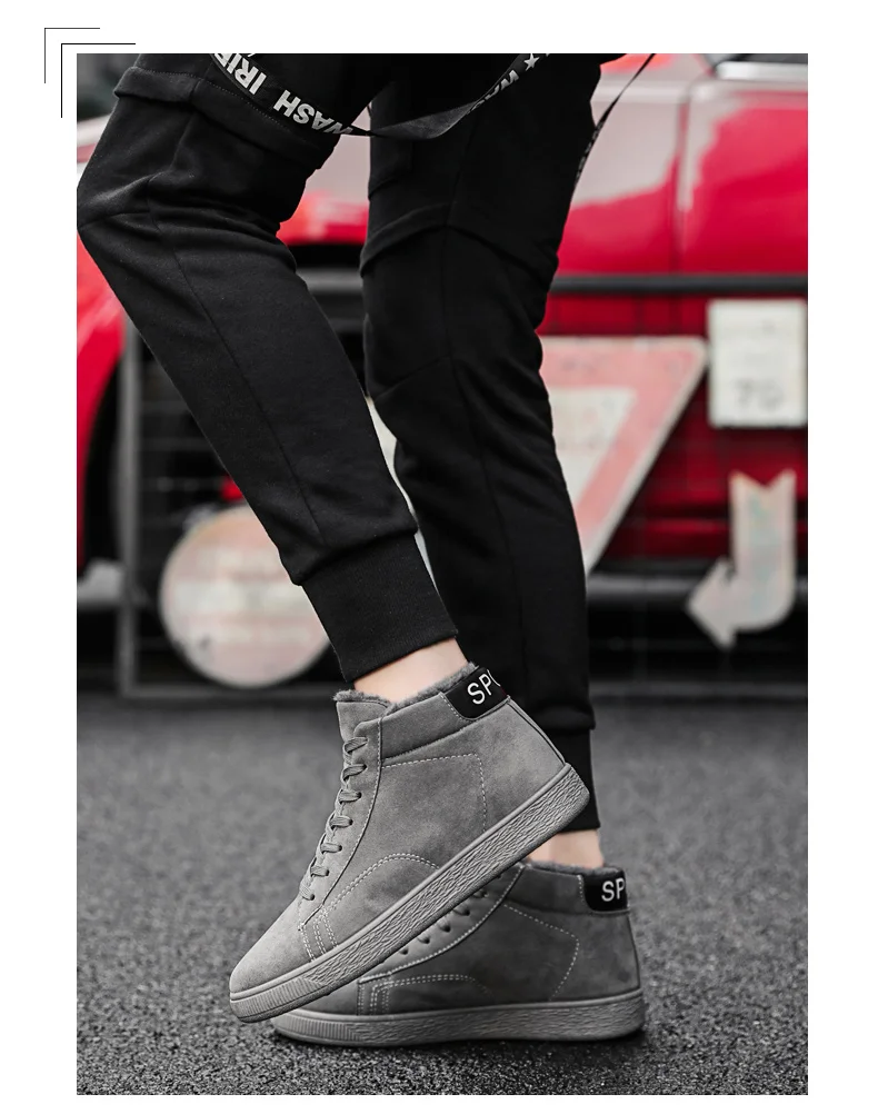 Мужская спортивная обувь; обувь для скейтбординга; высокие кроссовки; мужская обувь с высоким берцем; нескользящая прогулочная теплая плюшевая обувь; Zapatillas Homme
