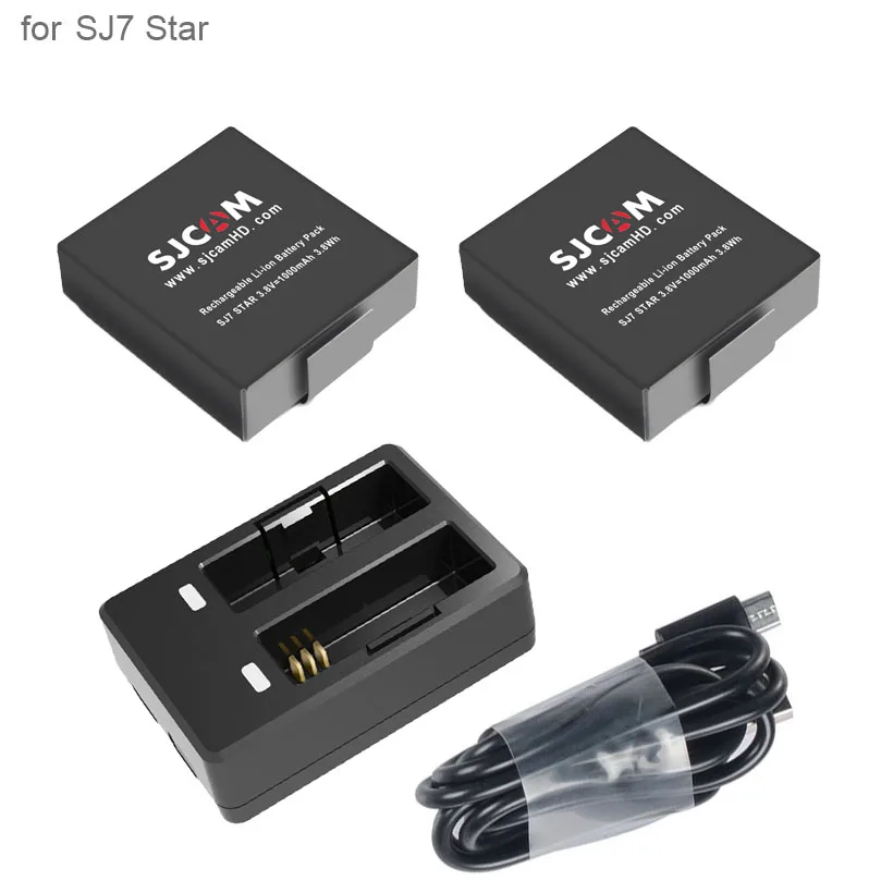 Original SJCAM SJ7 Star Battery Accessories Dual Charger 1000mAh 3.8V Li-ion Batteries For Action Camera | Электроника