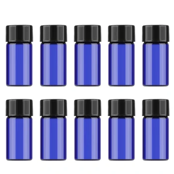 

Aihogard 10pcs 3ml/2ml/1ml Amber/Blue Glass Bottles Empty Bottle For Essential Oil Perfume Liquid Holder Bottles + Cap Portable