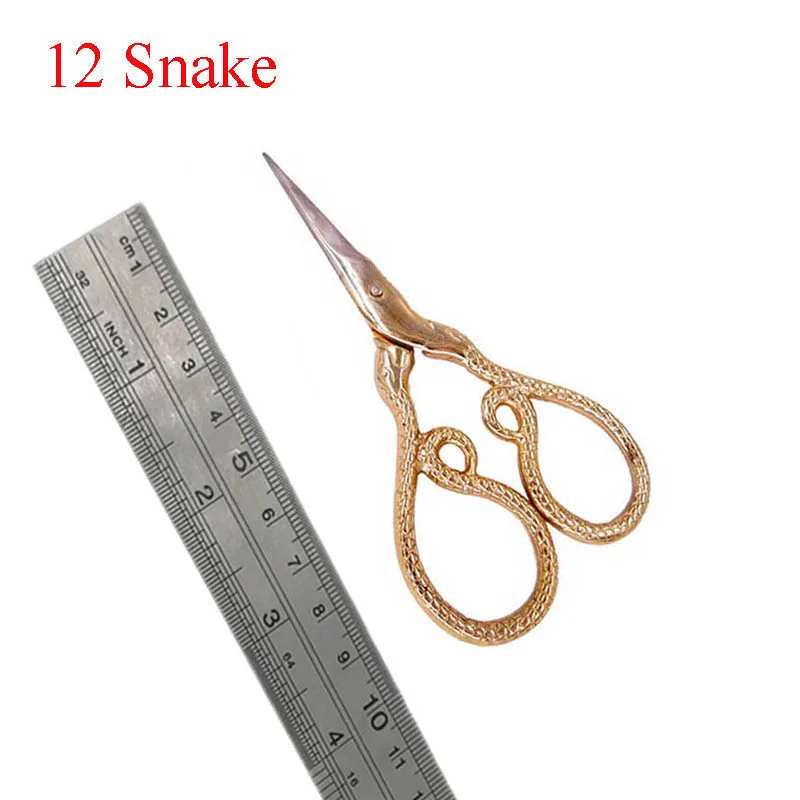 ZAKKA вышивка крестиком Ретро Винтаж античный отрезной отделкой ножницы тонкой швейной ножницы для макияжа ручной работы DIY бытовой ткани - Цвет: Snake