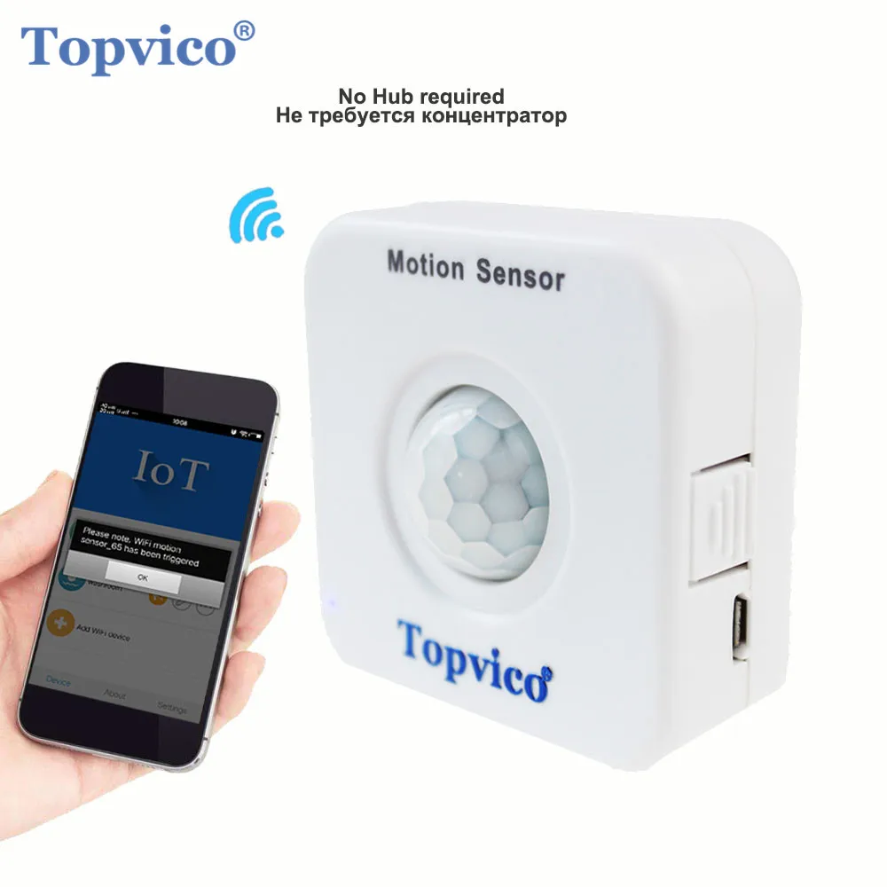 Topvico WIFI Motion Sensor Mini PIR Movement Sensor Motion Detector Sensor Alarm Wireless Home House Security System