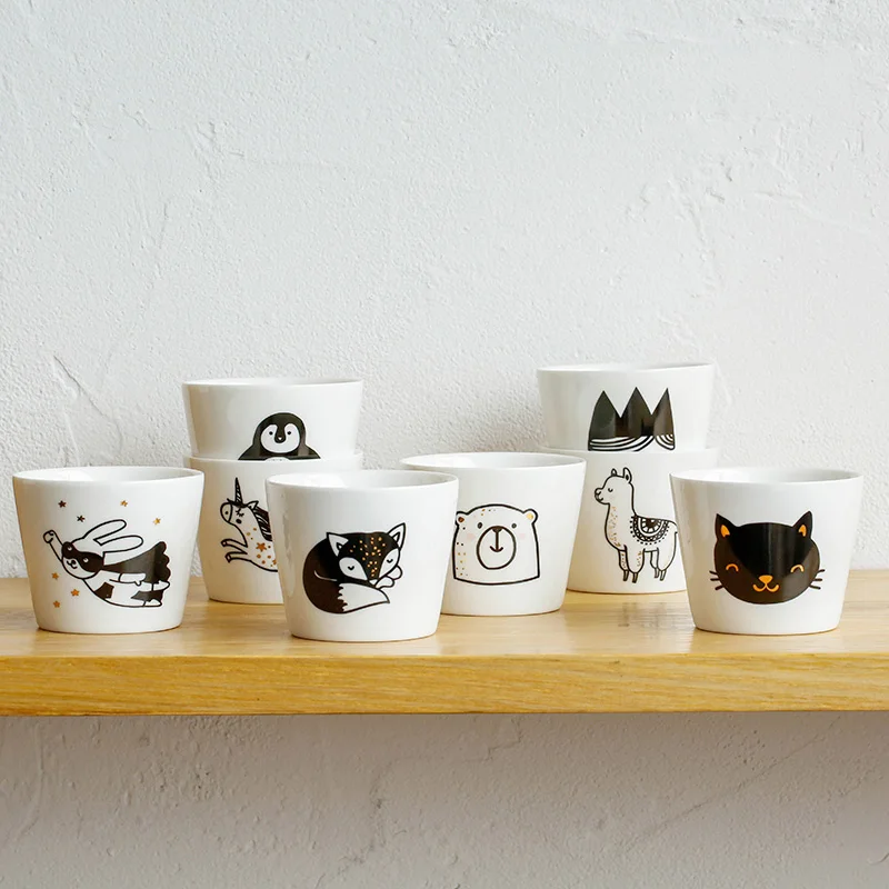 

Creative Brief Cartoon Animals Fox/Bear/Bunny cute ceramic coffee mugs cups round porcelain drinkware Couples' Mugs Gift 172ML