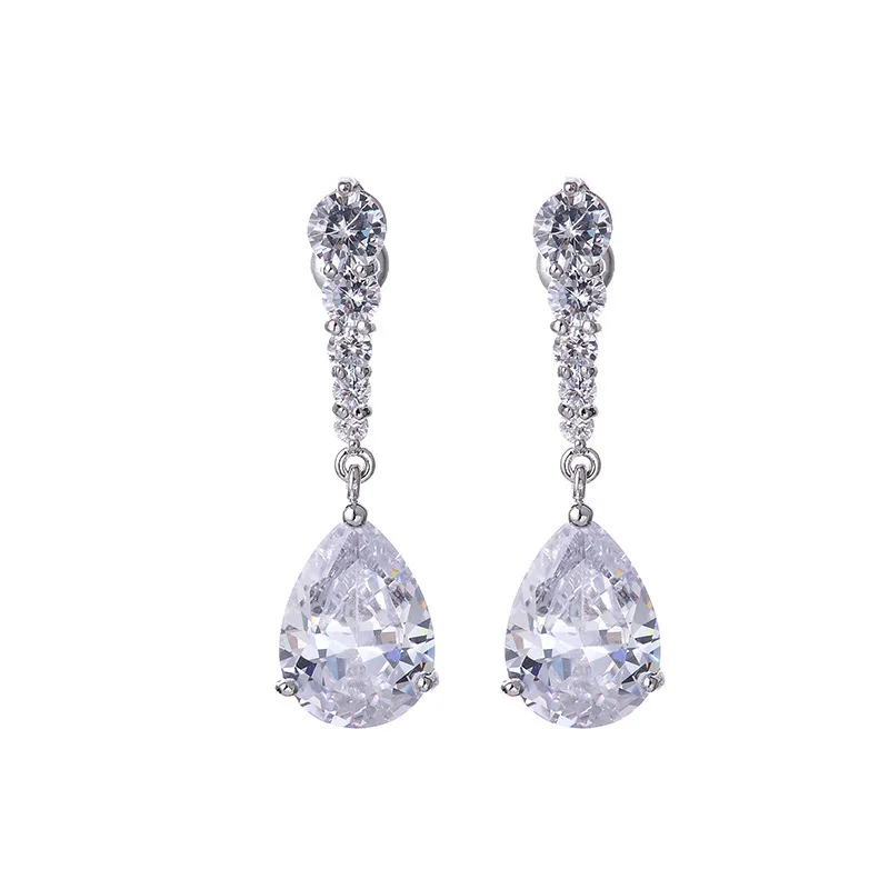 Модные женские серьги-капли с кристаллами, 925 пробы, серебро, белый камень, серьги в стиле бохо, свадебные ювелирные изделия, длинные висячие серьги