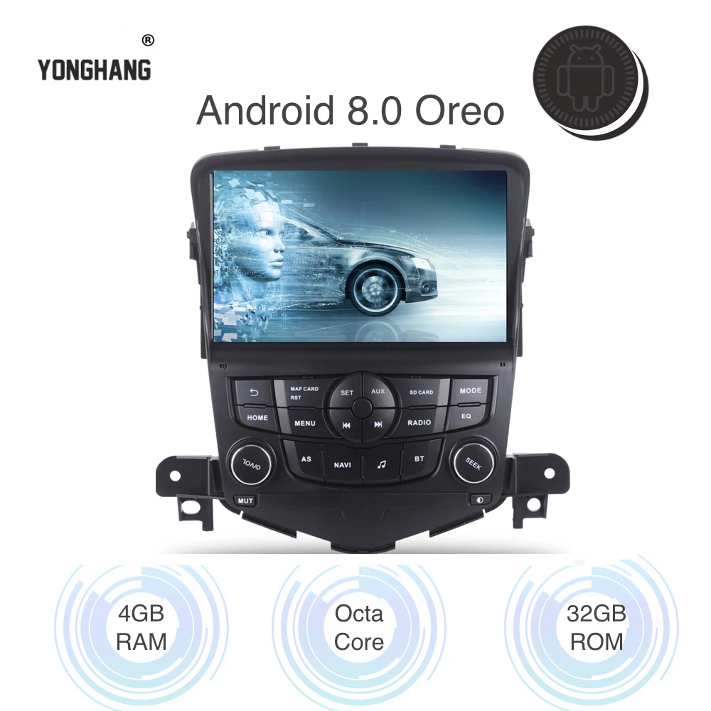 

Car Android 8.0/7.1 Autoradio 2 din for Chevrolet Cruze 2008-2012 Multimedia Navi Wifi BT GPS RDS AUX USB Mirror-Link Octa-core