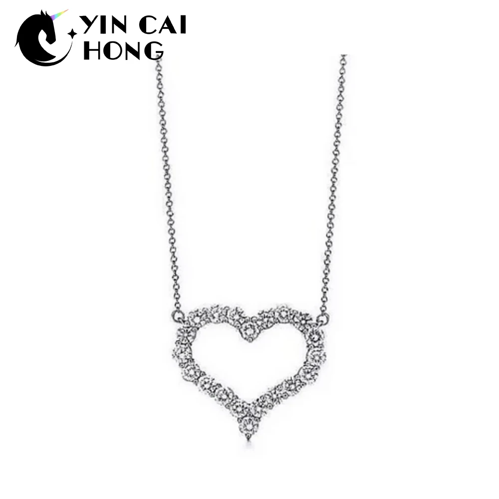 

NEW Charm Gift 925 Sterling Silver Heart Shaped Numerals TIFF Attractive Elegance Temperament Necklace World Jewelry