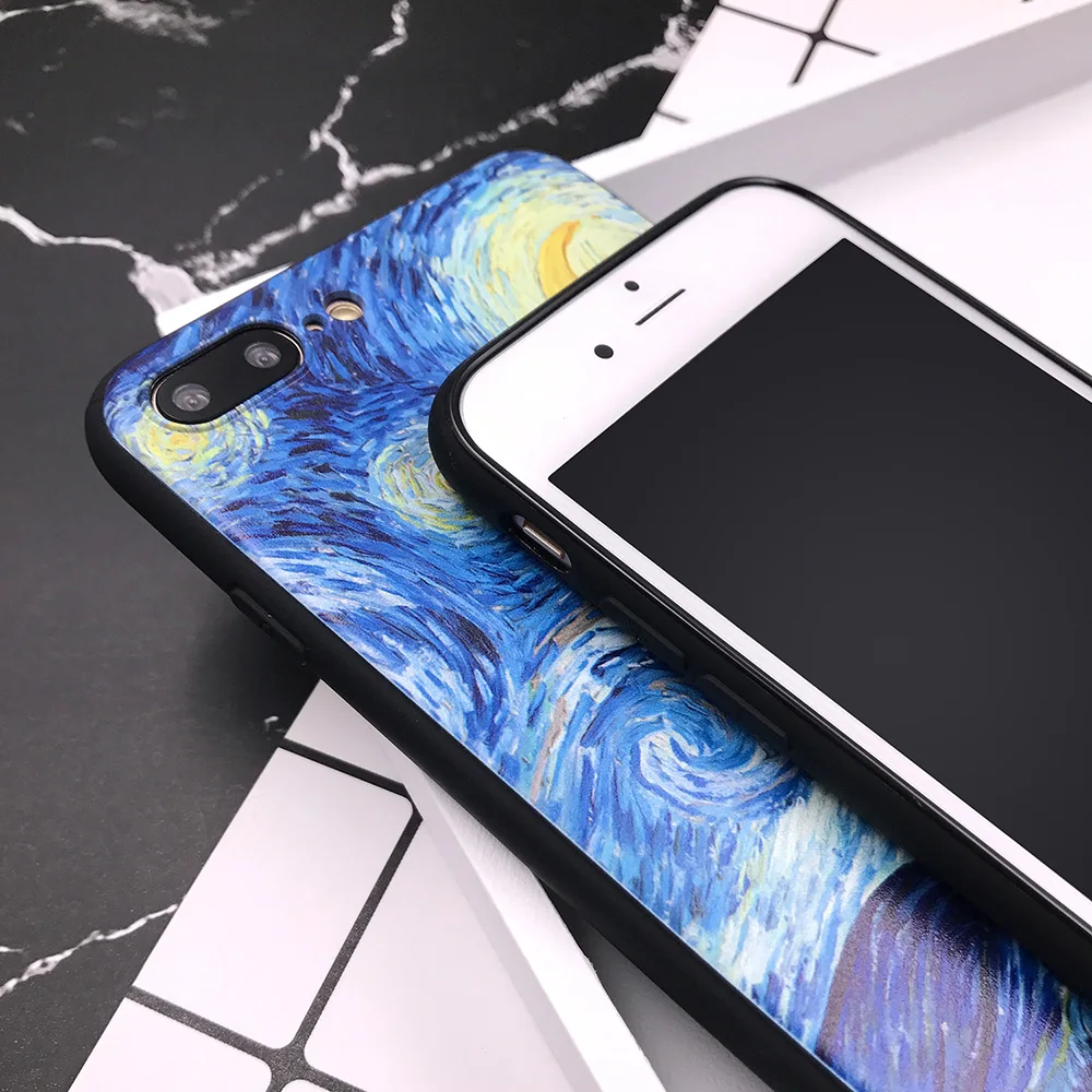 XIX for Funda iPhone X Case 5 5S 6 6S 7 8 Plus X XS Max XR Van Gogh for Cover iPhone 7 Case Soft TPU for Capa iPhone