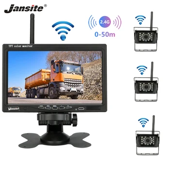 

Jansite 7" Color Screen Wireless Car Rearview Monitor Display Reverse Assistance Camera Parking System with 3 side rear cameras