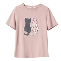 Женская футболка с различными блестками ARTKA, розовая простая свободная футболка из хлопка с короткими рукавами и круглым вырезом, TA15184X, на лето - Цвет: Розовый