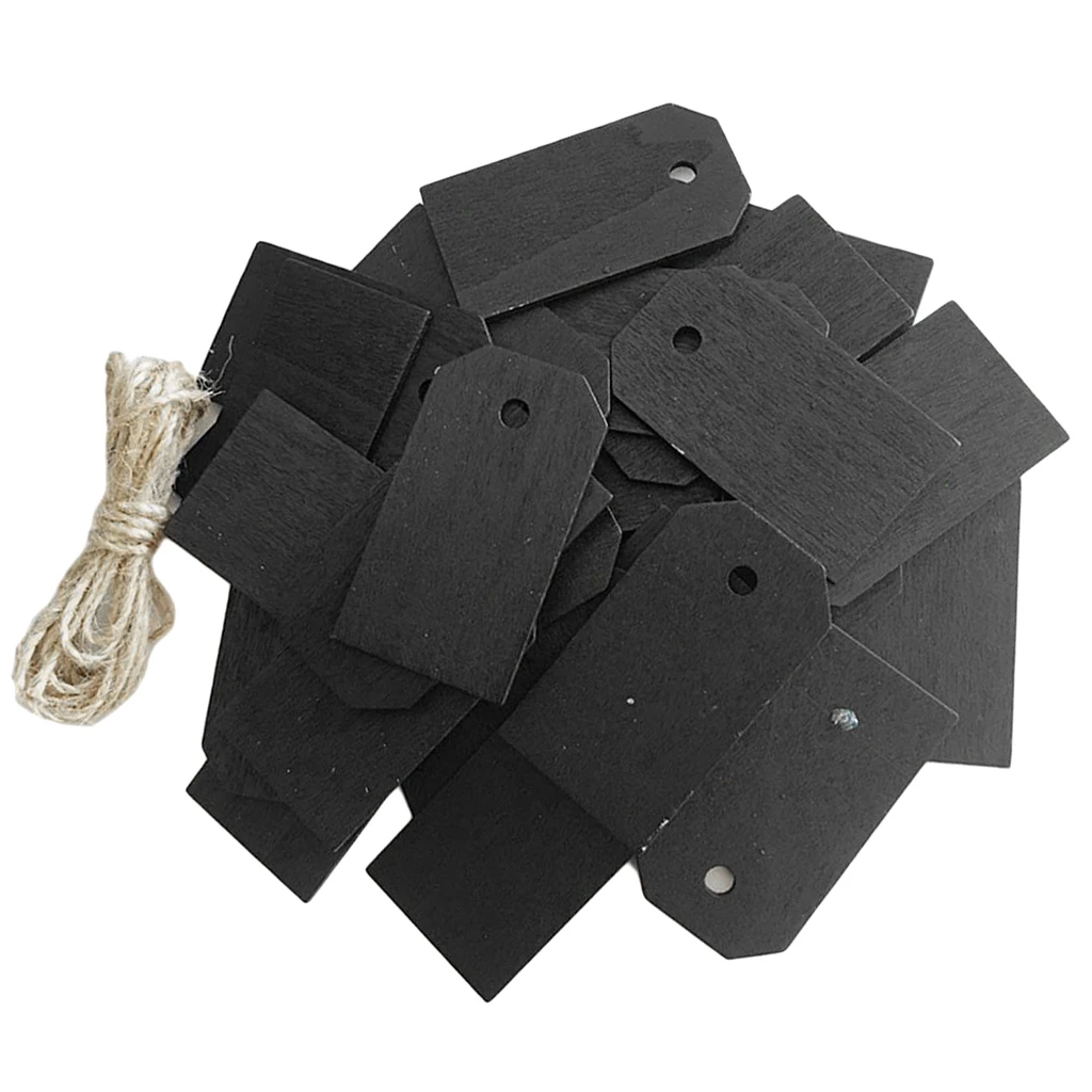 25 Pieces Blank Wood Wooden Gift Tags Blackboard Chalkboard Message Board