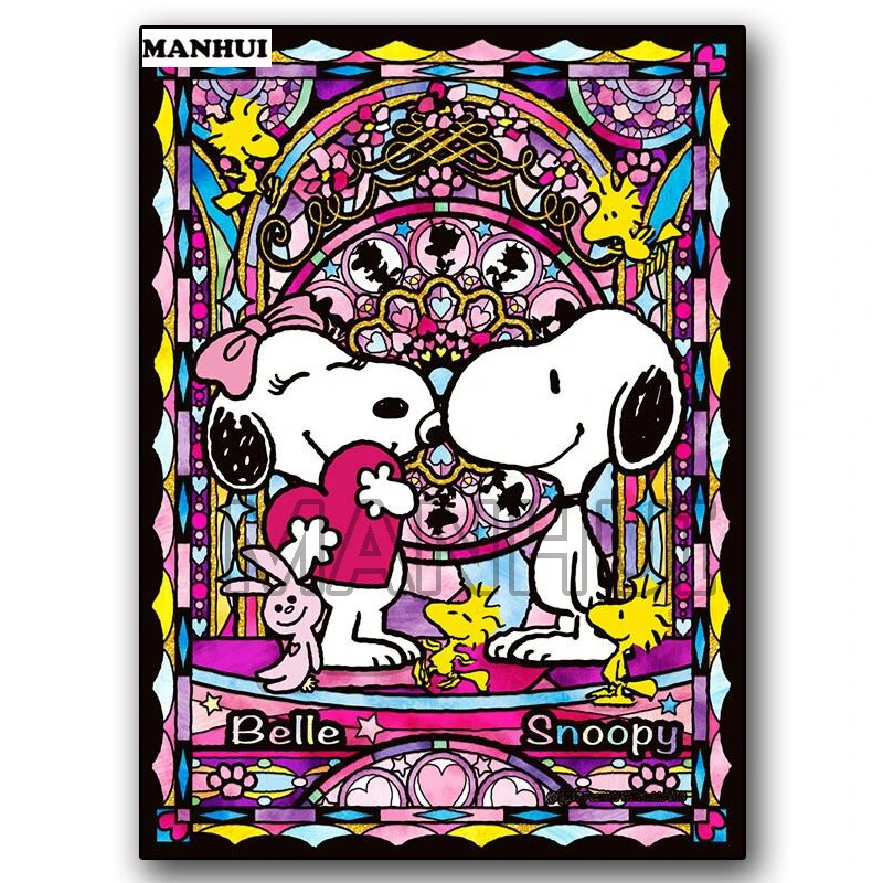 

MANHUI DIY Diamond Painting Embroidery Cartoon Dog Cross Stitch Diamond Painting Crowned Crane Manual Paste Decorations AKT299