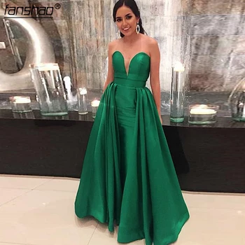 

Green Muslim Simple Evening Dress A-Line Satin Off the Shoulder Islamic Dubai Saudi Arabic Long Elegant Evening Gown Prom Dress