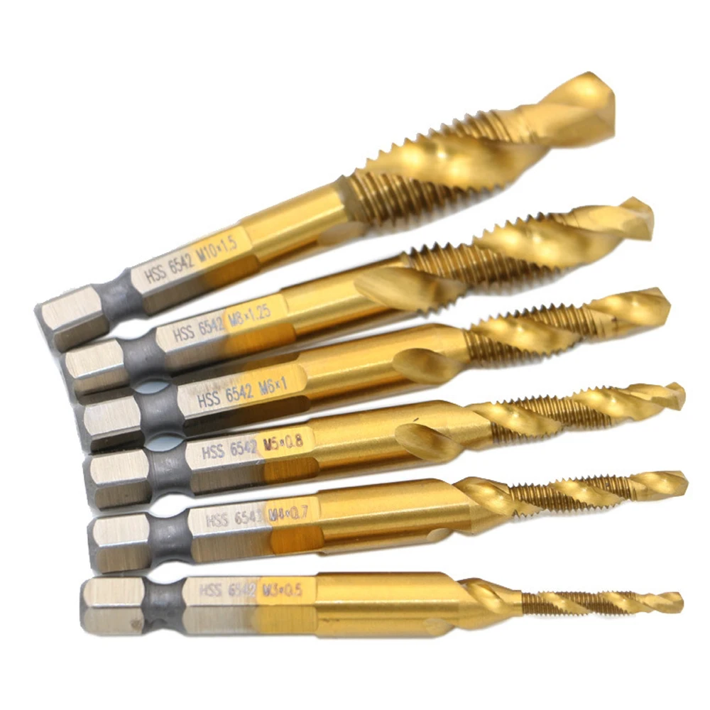 

LHX High-speed steel Multifunctional Composite Screw Tap Titanium-faced Screw Hole Chamfer Tapping Machine Power Tools