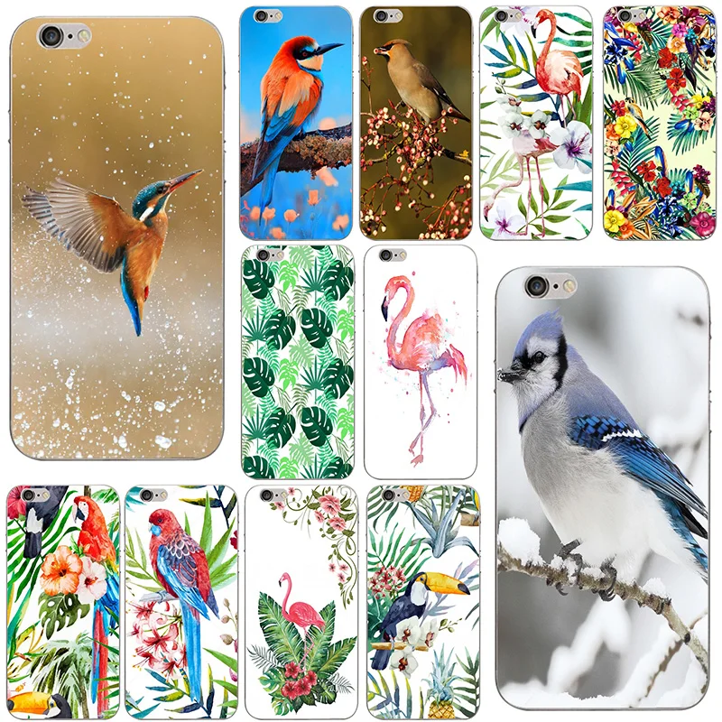 

Summer Flowers Flamingo Toucan Birds Slim Soft TPU Clear Silicon Transparent Phone Case for iPhone 8 7 6 6S Plus X 5 5S SE 5C 4