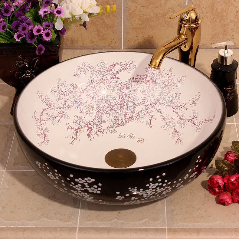 Ceramic Painting plum blossom China Painting ceramic wash basins