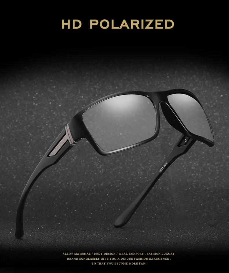 Men Polarized Cycling Sunglasses Photochromic Discoloration Sun Glasses Outdoors Sports Square Driving Accessories