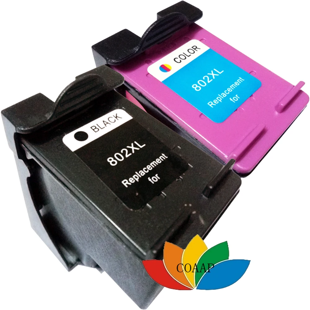 

2 Refilled ink for HP 802 802XL Black Tri Color Combo for Deskjet 1000 1010 1050 1510 2000 2050 3050 New Fill