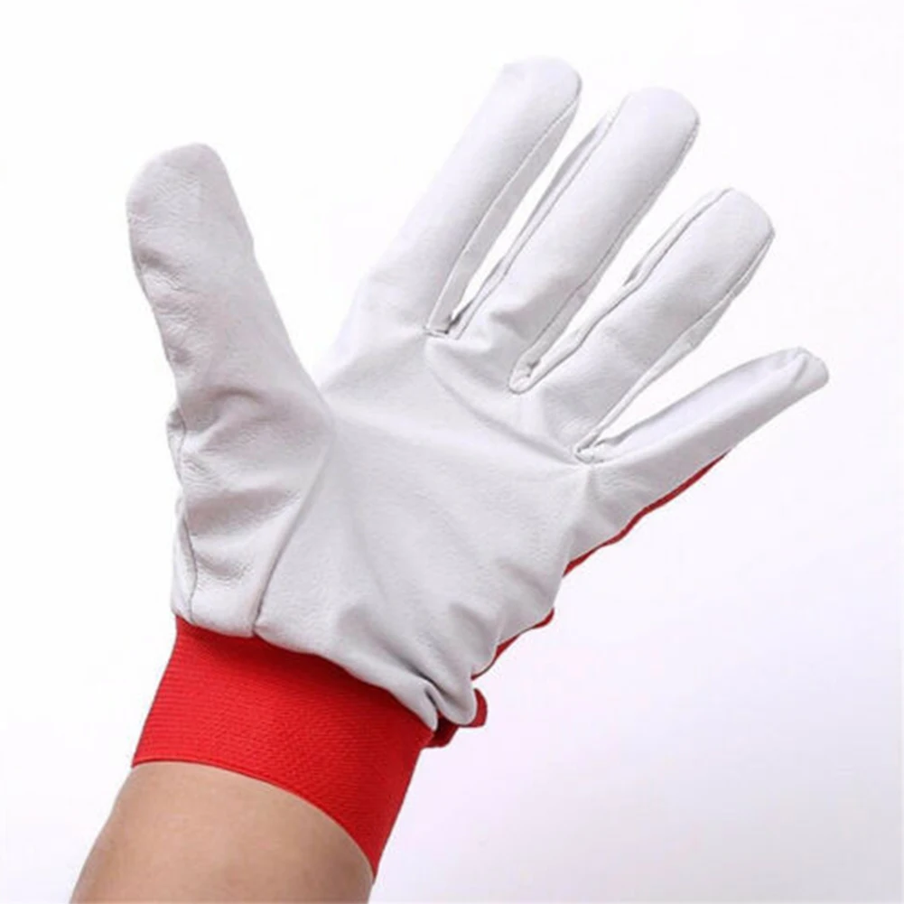

1 Pair Adult Heat Resistant Faux Leather Safe Guard Finger Heat Shield Workplace Welding Gloves Protective Anti Puncture Tensile
