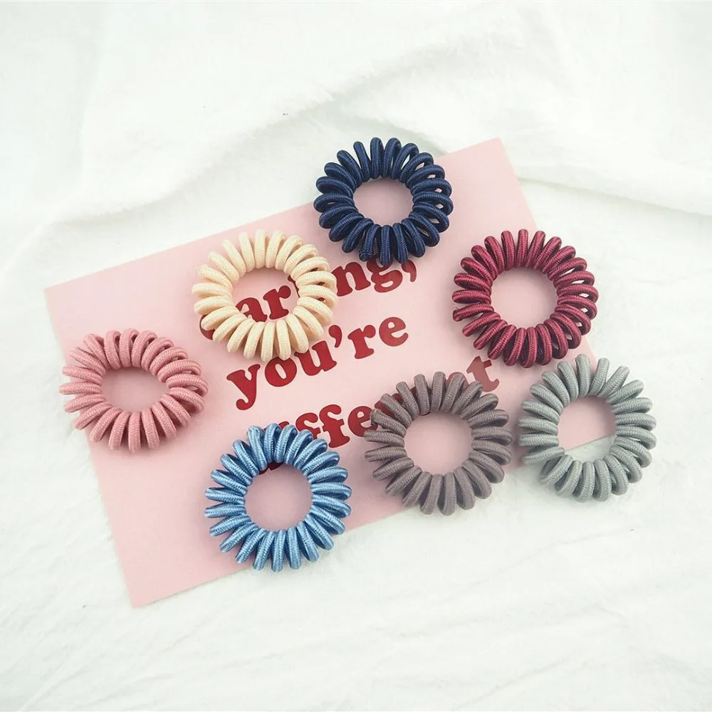 

5PCS Mix Flax spring Hair Bands Silicon Rubber Spring Rubber Band Hair Scrunchie Girls Hair Accessories