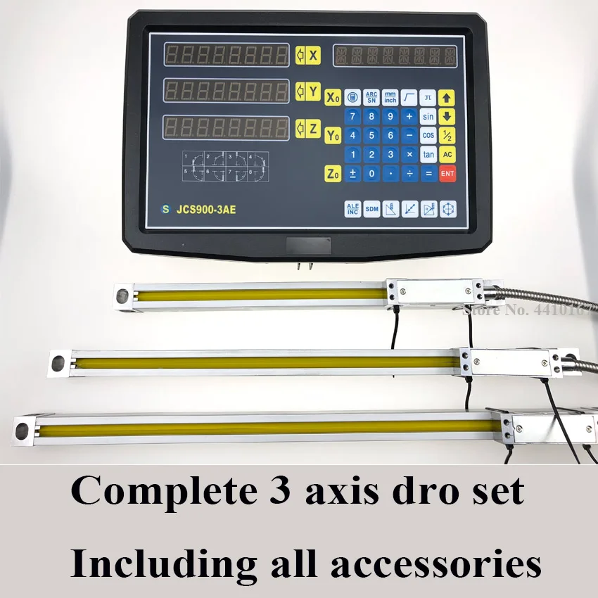 Полный токарный станок 3 оси dro набор/комплект JCS900-3AE и три шт 5u микрон 2 дюймов до 40 дюймов Размеры линейная оптическая линейка - Цвет: 3 axis dro set