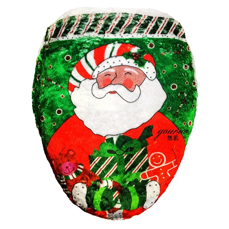 

Cute Christmas Toilet Seat Cover Interior Family padded Toilet Lid Seat Cover Snowman Warmer Bathroom Festive Toilet Decoraion