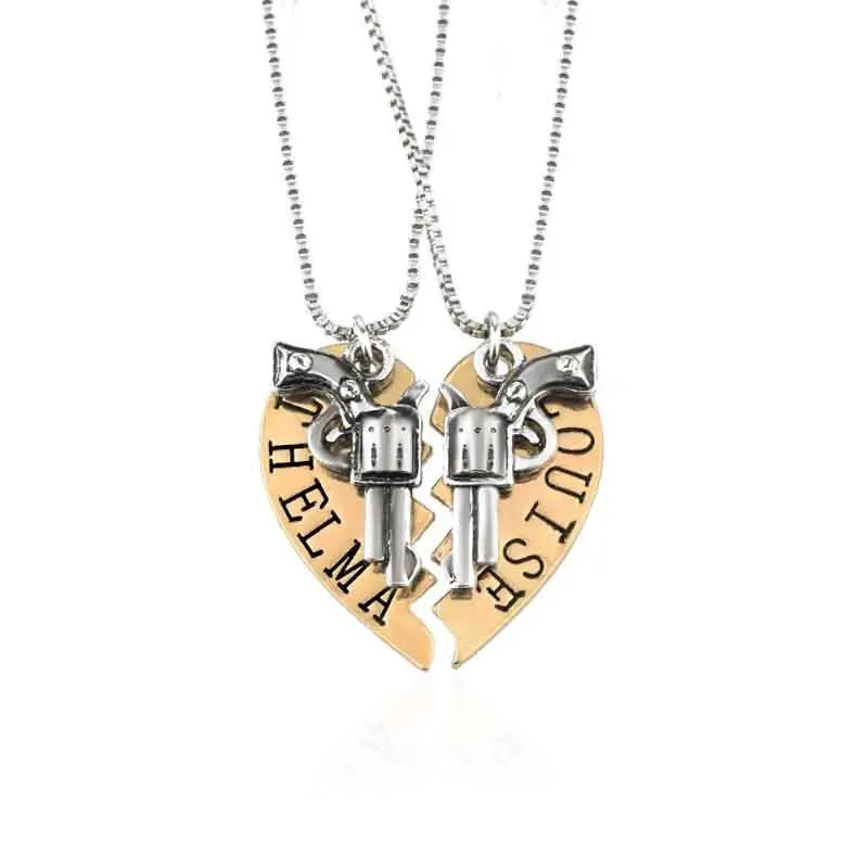 

Ornaments Louise Thelma The End Of The Road Frenzy Two Heart Valve Gun Necklace CHA522 xiangl xiongzh